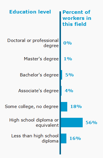 Chart. Percent of workers in this field by education level attained