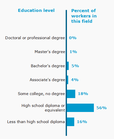 Chart. Percent of workers in this field by education level attained