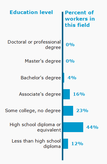 Chart. Percent of workers in this field by education level attained
