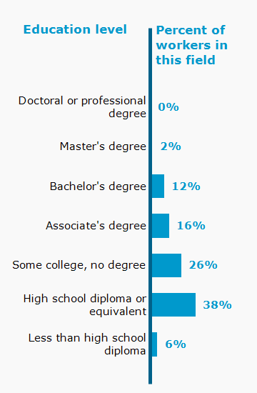 Chart. Percent of workers in this field by education level attained