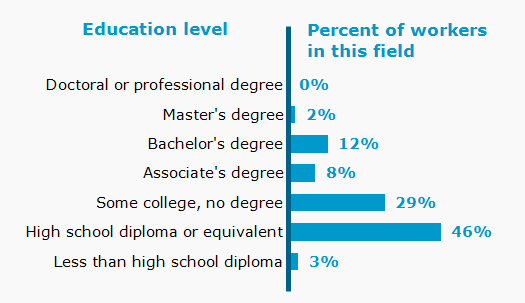 Chart. Percent of workers in this field by education level attained