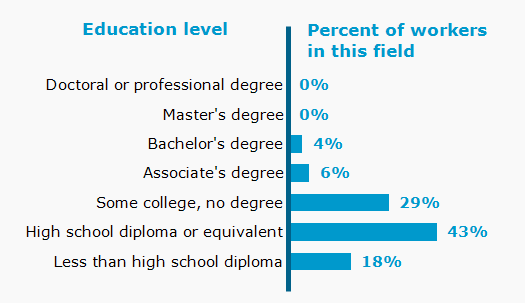 Chart. Percent of workers in this field by education level attained