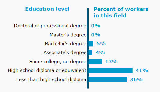 Chart. Percent of workers in this field by education level attained