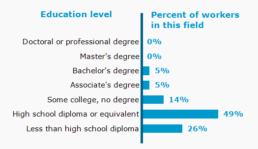 Chart. Percent of workers in this field by education level attained